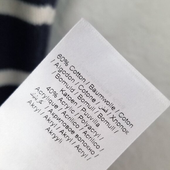 Part Two Striped Longline Tunic Cardigan M Cotton Blend One Hook Eye Preppy Knit - Picture 6 of 13